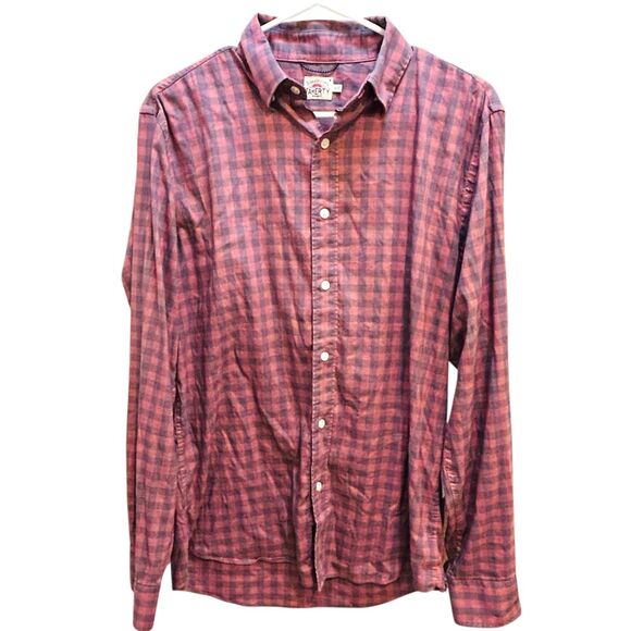 Faherty  The Movement Casual Button Down Shirt Size M Plaid Red Pink Gingham - Picture 1 of 10